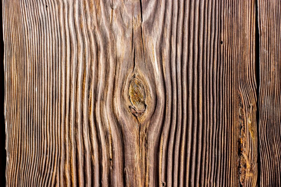 Close-up of dramatic, weathered wood grain texture